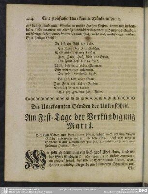Am Fest-Tage der Verkündigung Mariä : Die Unerkannten Sünden der Unkeuschheit