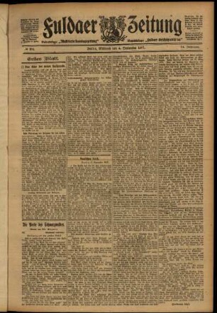 Erste Ausgabe vom Mittwoch, den 04. September 1907.