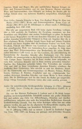 491 [Rezension] Geller, Hans, Deutsche Künstler in Rom
