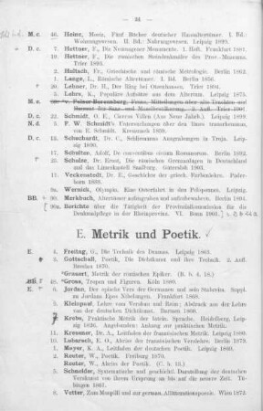 E. Metrik und Poetik.