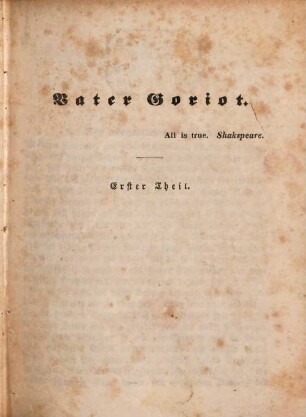 H. de Balzac's sämmtliche Werke. 41, Scenen aus dem Pariser Leben ; 41,1 : Vater Goriot