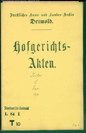 Teiler, H. E., Konduktor zu Schuckenhof gegen Kord Voss zu Greste - Schuldforderung