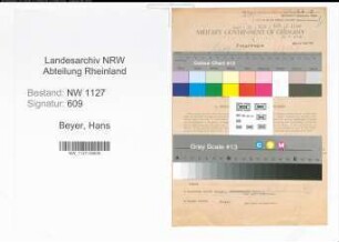Entnazifizierung Hans Beyer , geb. 18.09.1900 (Lehrer)
