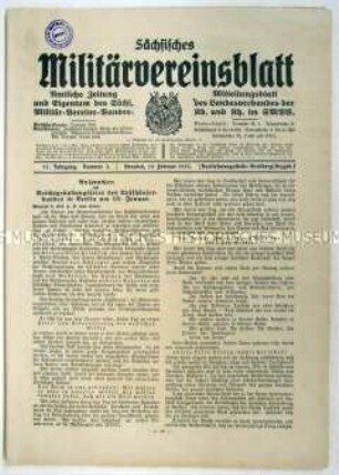 Mitteilungsblatt des Sächsischen Militär-Vereins-Bundes u.a. zur Gründungsfeier des Kyffhäuserbundes
