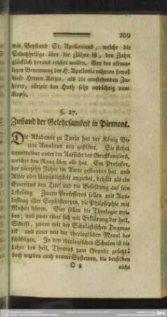 §. 27. Zustand der Gelehrsamkeit in Piemont