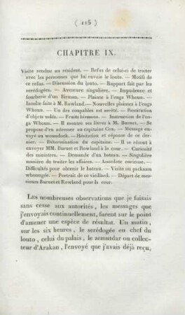 Chapitre IX. Visite rendue au résident