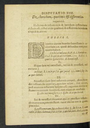 Disputatio XVII. De heredum qualitate et differentia.