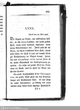 LXXX. Lübeck den 26. Mai 1806