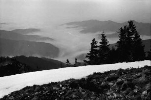 Belchen: Nebelmeer über dem Münstertal; vom Belchen