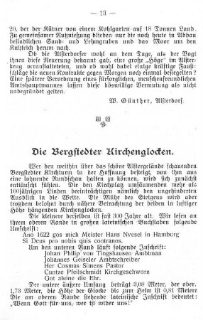 Die Bergstedter Kirchenglocken.