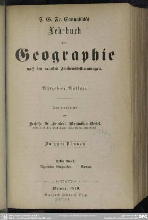 1: Allgemeine Geographie. Europa
