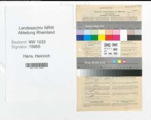 Entnazifizierung Heinrich Hans , geb. 10.10.1921 ()
