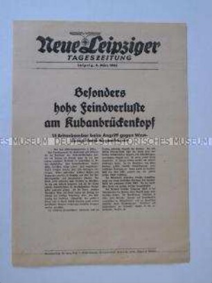 Extrablatt der "Neuen Leipziger Tageszeitung" u.a. über den britischen Luftangriff auf Städte in Westdeutschland