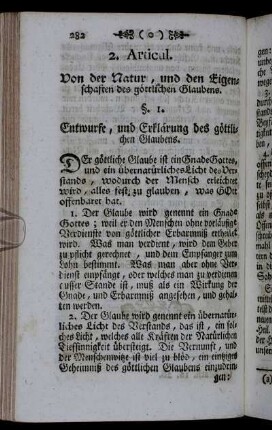 2. Articul. Von der Natur, und den Eigenschaften des göttlichen Glaubens.