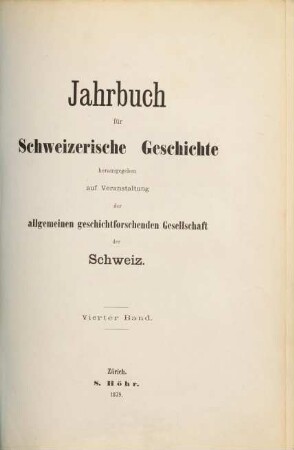 Jahrbuch für schweizerische Geschichte. 4. 1879