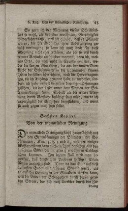 Sechstes Kapitel. Von der monatlichen Reinigung.