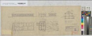 Aufenthaltsgebäude auf Bahnhof Sinsen: Grundrisse, Ansichten, Schnitte, Lageplan, M. 1:100 und M. 1:1.000 Hgü, Sknr.: 2, Fanr.: 4, Bunr.: 3