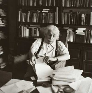 Der Physiker Albert Einstein in seinem Arbeitszimmer