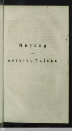 Anhang und nöthige Zusätze