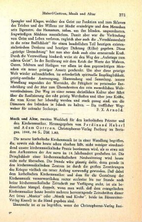 371-372 [Rezension] Musik und Altar, 2. Heft