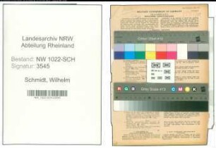 Entnazifizierung Wilhelm Schmidt , geb. 04.03.1889 (Arzt)