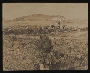 Ansichtskarte von Ottonie von Degenfeld an Hofmannsthal mit Landschaftsbild von Slevogt