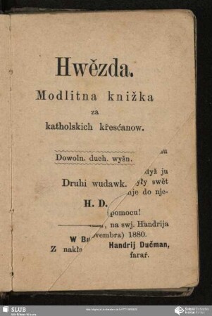 Hwězda : Modlitna knižka za katholskich křesćanow