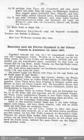 Excursion nach der Provinz Gippsland in der Colonie Victoria in Australien im Jahre 1861