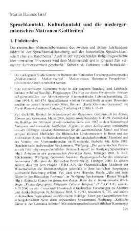 Sprachkontakt, Kulturkontakt und die niedergermanischen Matronen-Gottheiten