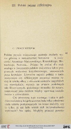 III. Polski pejzaż refleksyjny