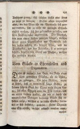 Vom Glücke in Ehrenstellen und Dignitäten.