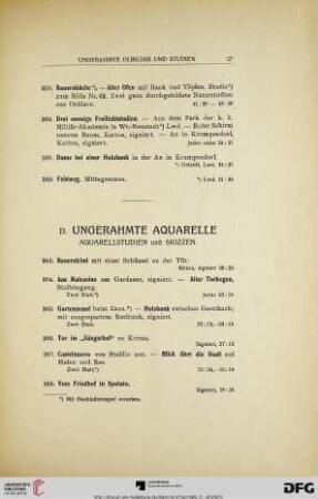 Ungerahmte Aquarelle (Nr. 263-284)