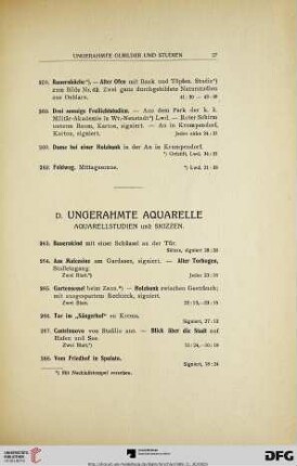 Ungerahmte Aquarelle (Nr. 263-284)