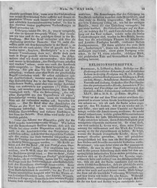 Hochstetter, M. C. F.: Beiträge zur Beförderung christlicher Erkenntnis und christlichen Lebens in dreißig Predigten. Stuttgart: Löflund; Sohn 1832