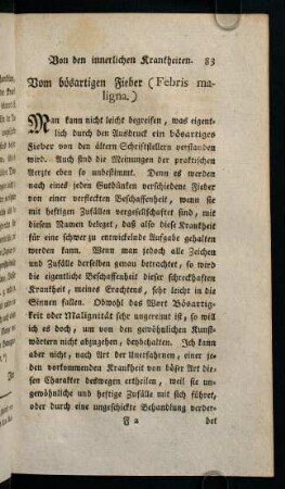 83-114, Vom bösartigen Fieber (Febris maligna)