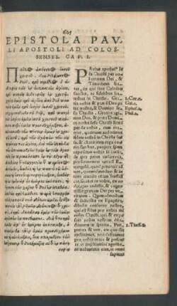 Epistola Pauli Apostoli Ad Colossenses.