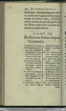 Caput IIX. De Ratione Status Imperii Germanici