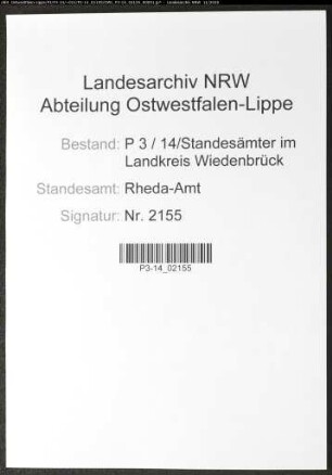 Sterberegister Standesamt Rheda-Amt