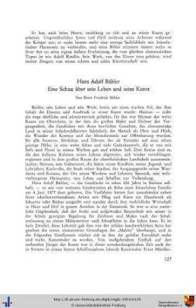 Hans Adolf Bühler. Eine Schau über sein Leben und seine Kunst
