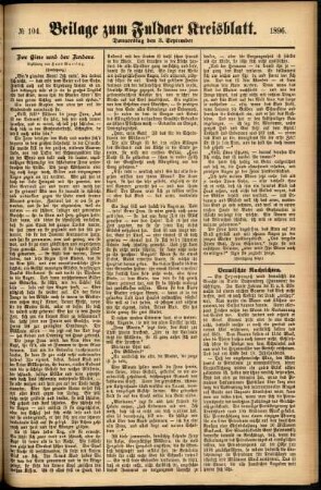 Zweite Ausgabe vom Donnerstag, den 03. September 1896.