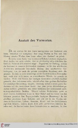 Anstatt des Vorwortes