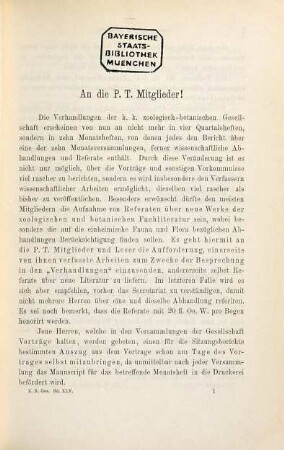 Verhandlungen der Zoologisch-Botanischen Gesellschaft in Wien. 45. 1895 (1896)