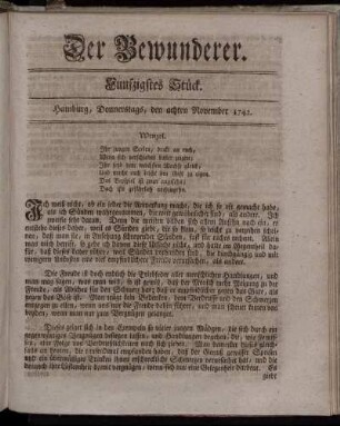 Funfzigstes Stück. Hamburg, Donnerstags, den achten November 1742.