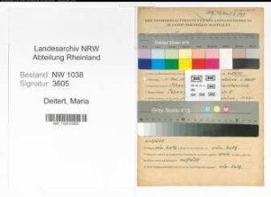 Entnazifizierung Maria Deitert , geb. 01.05.1909 (Fuersorgerin)