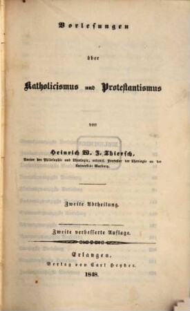 Vorlesungen über Katholicismus und Protestantismus, 2