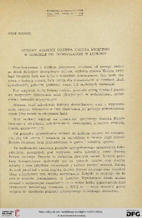 Tom 19: Oprawy relikwii drzewa krzyża świętego w kościele oo. dominikanów w Lublinie