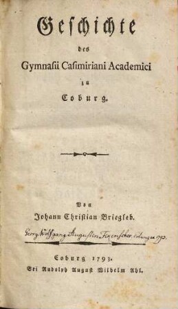 Geschichte des Gymnasii Casimiriani Academici zu Coburg