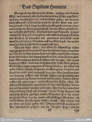 Das Sigillum hermetis.