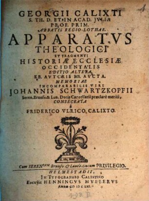 Apparatus theologici et fragmenti historiae ecclesiae Occitentalis ...