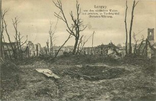 Erster Weltkrieg - Postkarten "Aus großer Zeit 1914/15". "Longwy von den nördlichen Wällen aus gesehen, im Vordergrund Granaten-Wirkung"